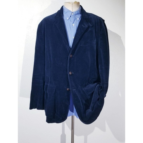 Vintage POLO Ralph Lauren Blue Corduroy Shooting Hunting Coat Jacket XXL 48L rrl - Picture 2 of 10